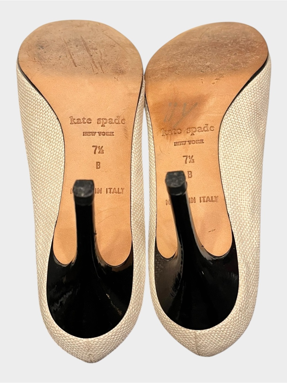 KATE SPADE New York Raffia Cap Toe Pumps Heels 7.5B Italy Classic - Picture 9 of 11